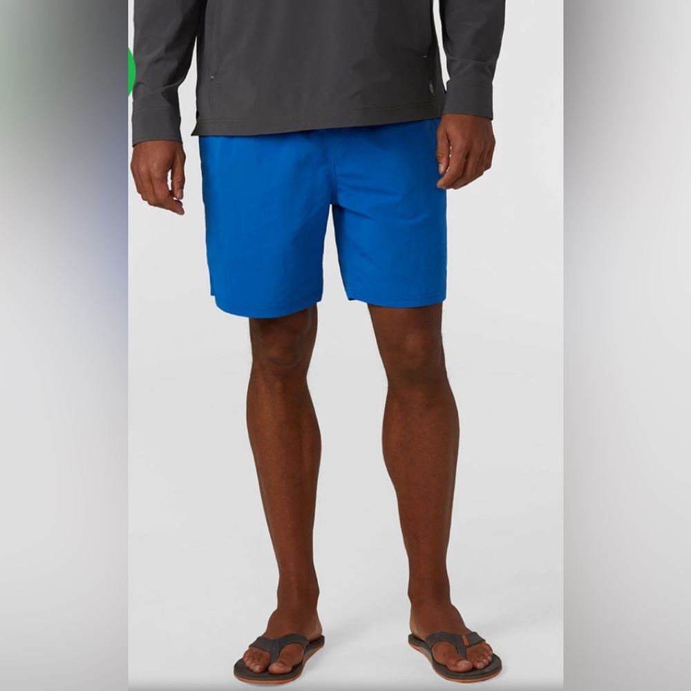 Stio Men's Olive Green Athletic Shorts with Lime Logo - Picture 2 of 15